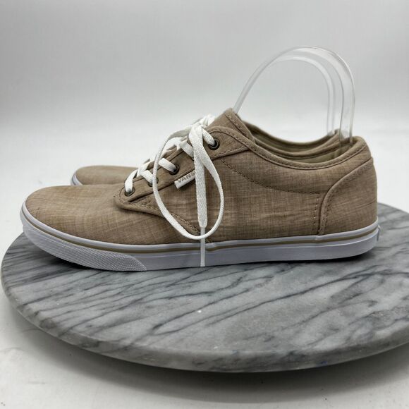 Vans Sneakers Womens 8 Beige Canvas Lace Up Low Top Classic Skateboarding Shoes - Picture 4 of 11